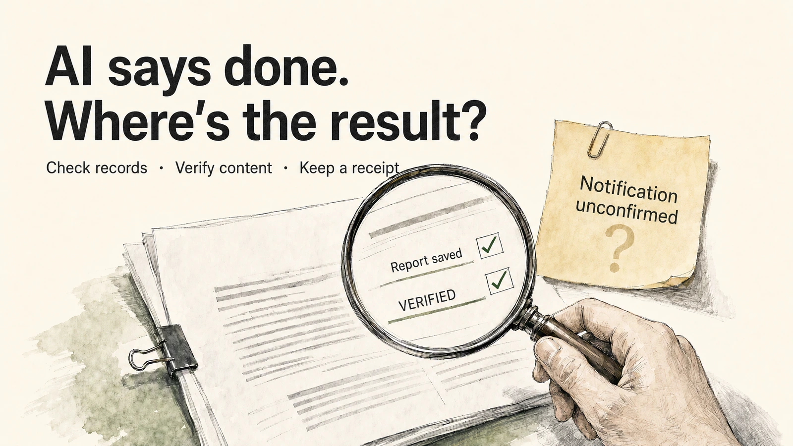 Report marked as verified, while a separate notification note is still marked as pending confirmation
