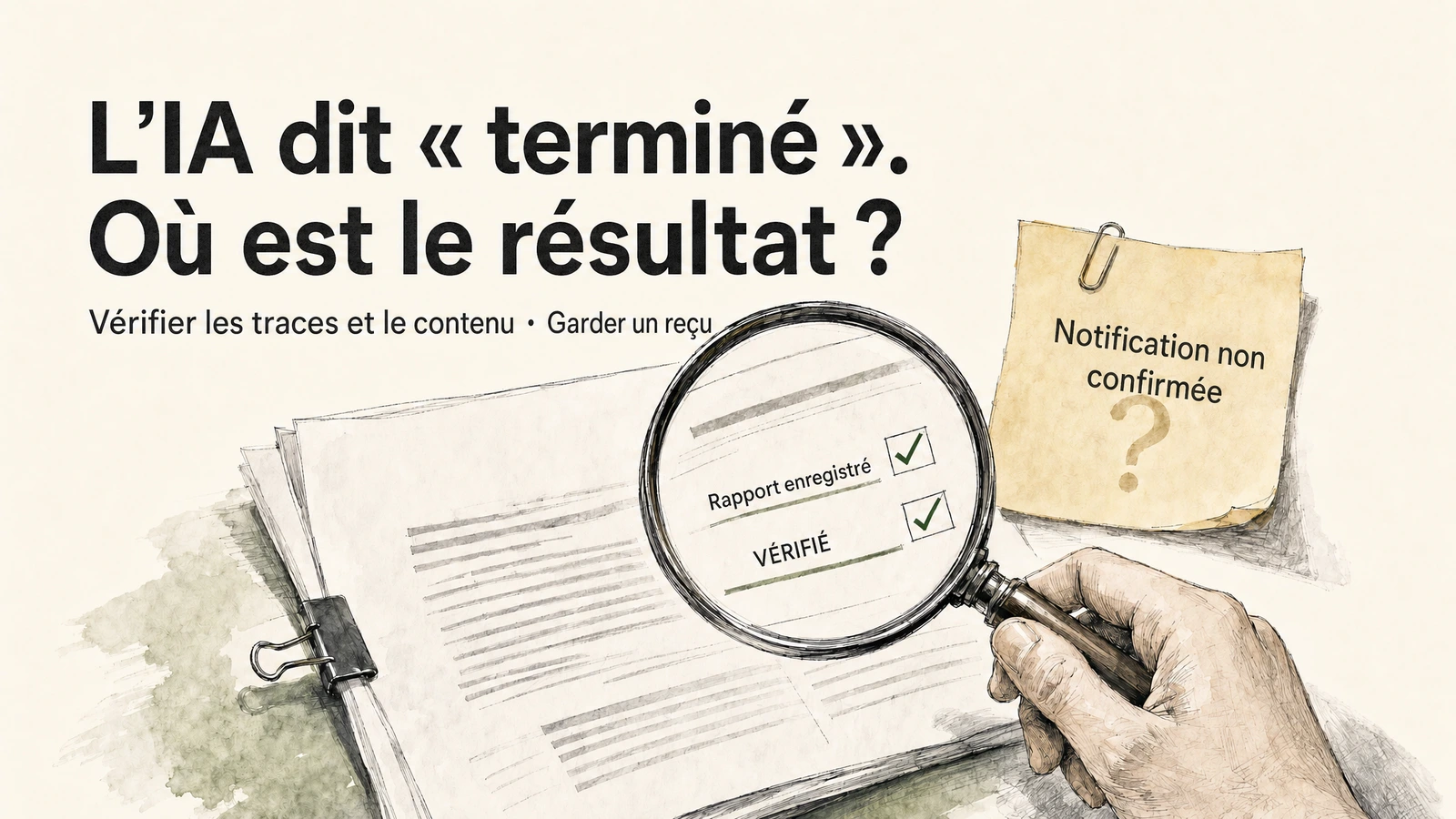 Rapport marqué comme vérifié, une note de notification distincte reste marquée comme à confirmer
