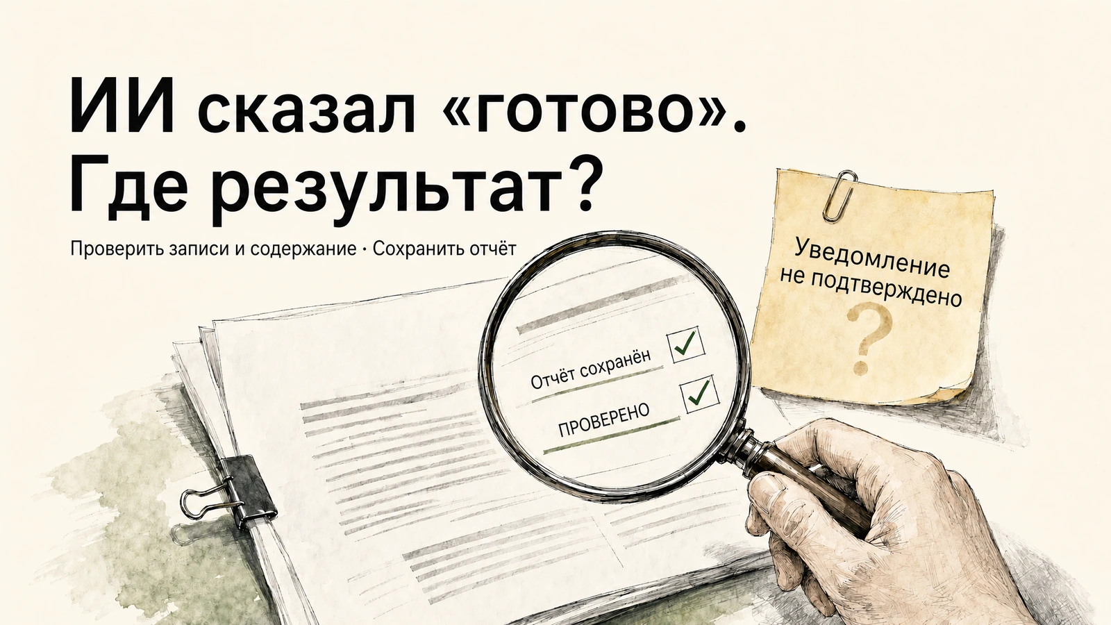 Отчёт помечен как проверенный, отдельная записка об уведомлении всё ещё помечена как неподтверждённая