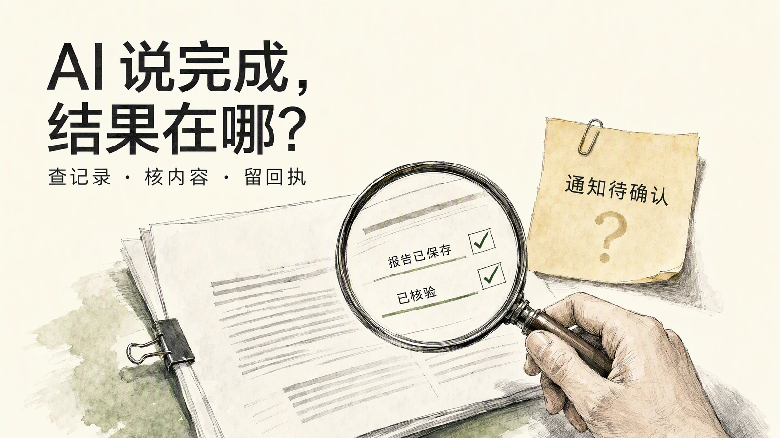 报告标记为已核验，独立的通知纸条仍标记为待确认