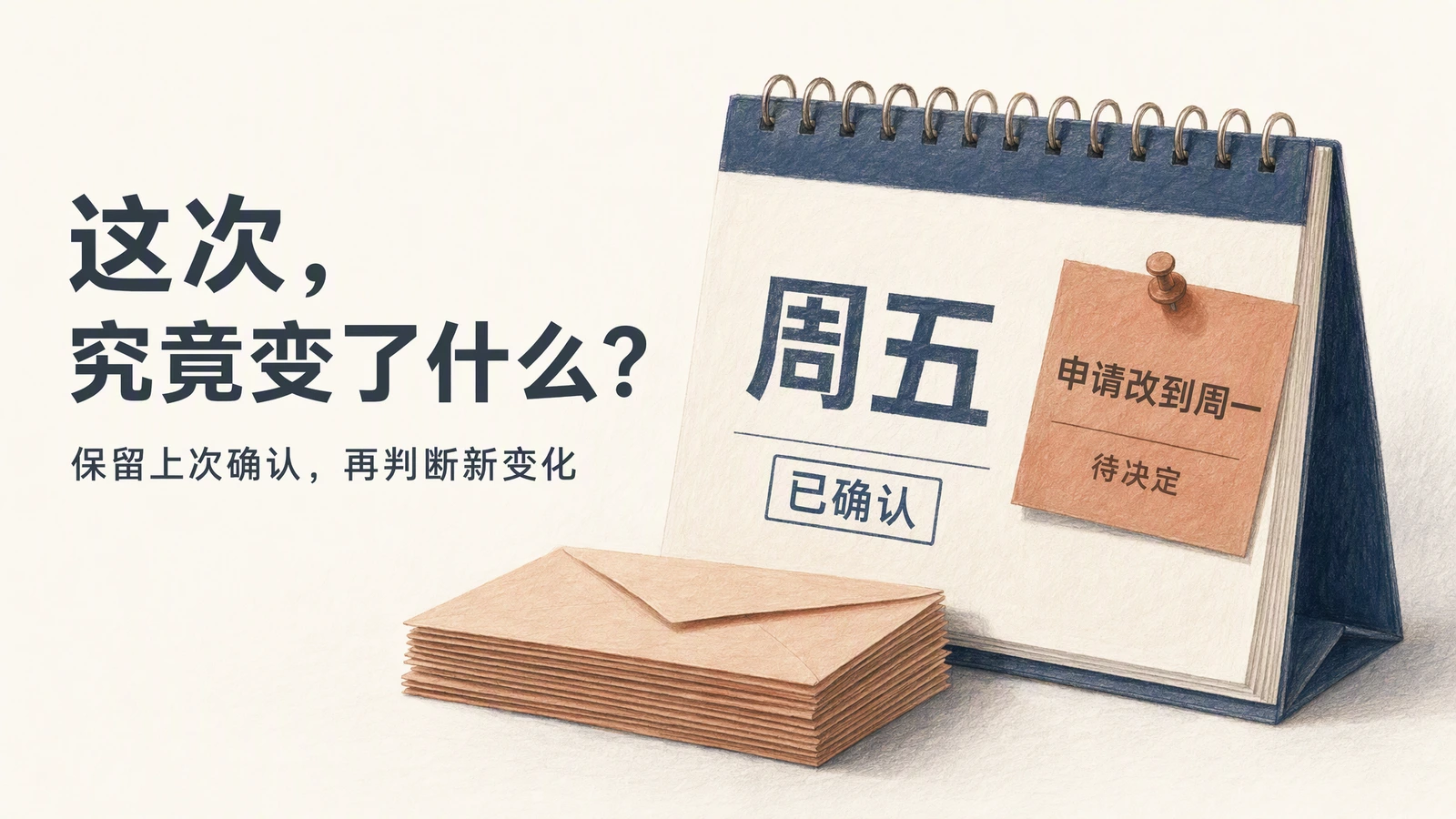 日历保留已确认的周五交付，改到周一的请求仍待决定