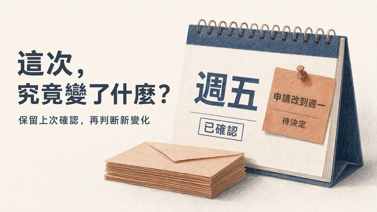 行事曆保留已確認的週五交付,改到週一的請求仍待決定